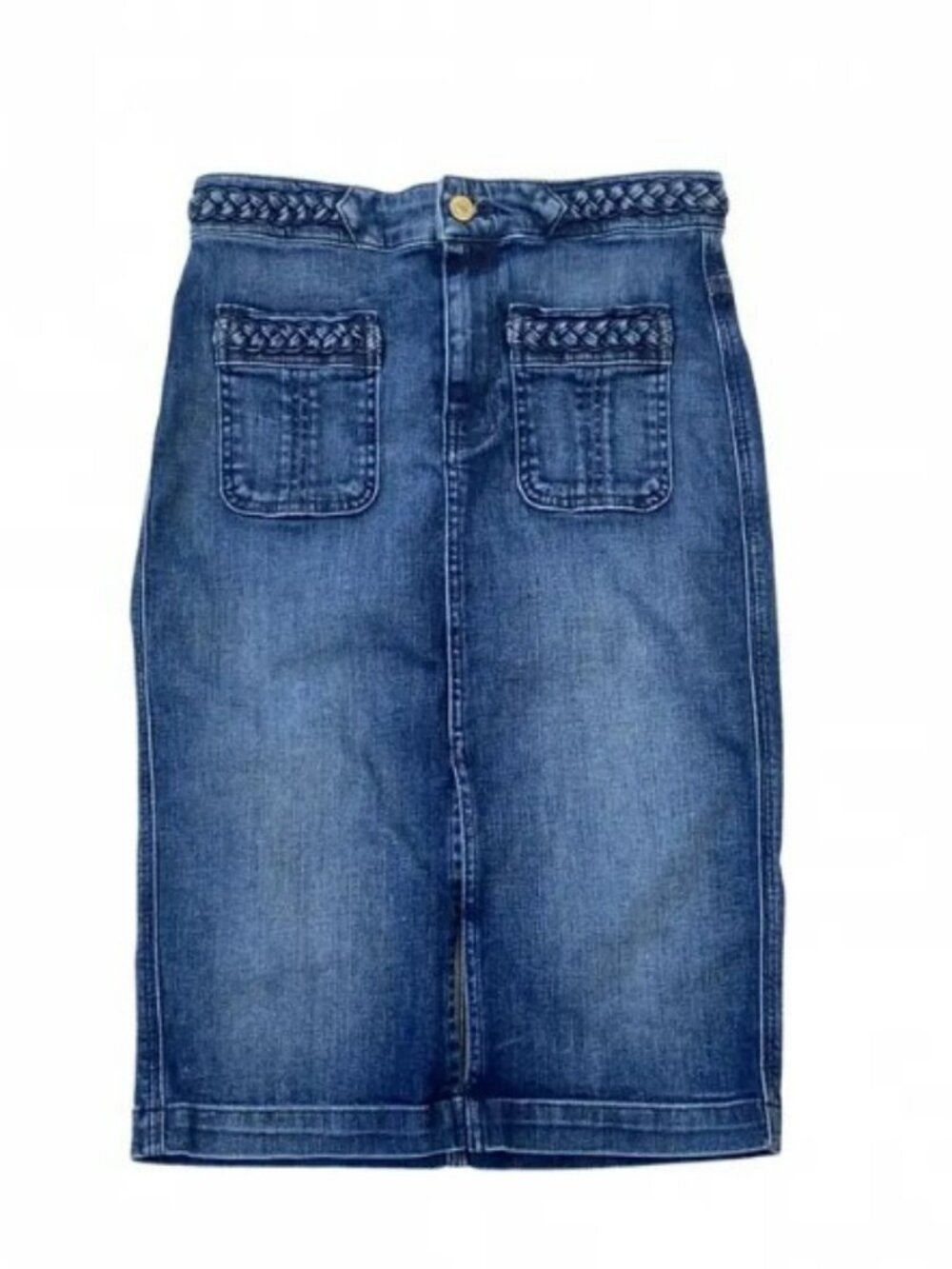 ✨ 7 For All Mankind Braided Waist Denim Midi Pencil Skirt ✨